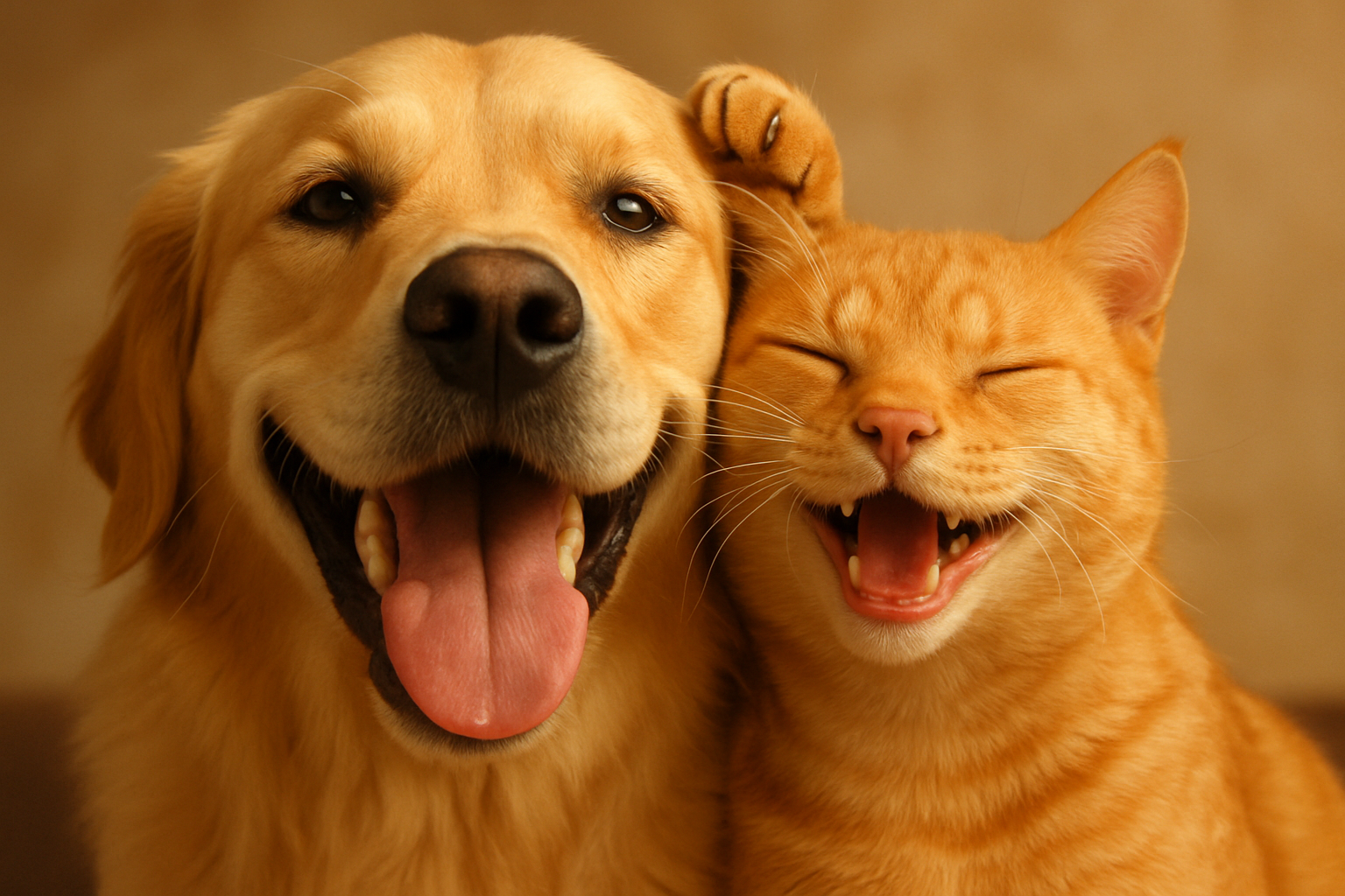 un chien un chat s'amusant axé sur le visage de sorte a que la photo puisse rentrer dans le cadre